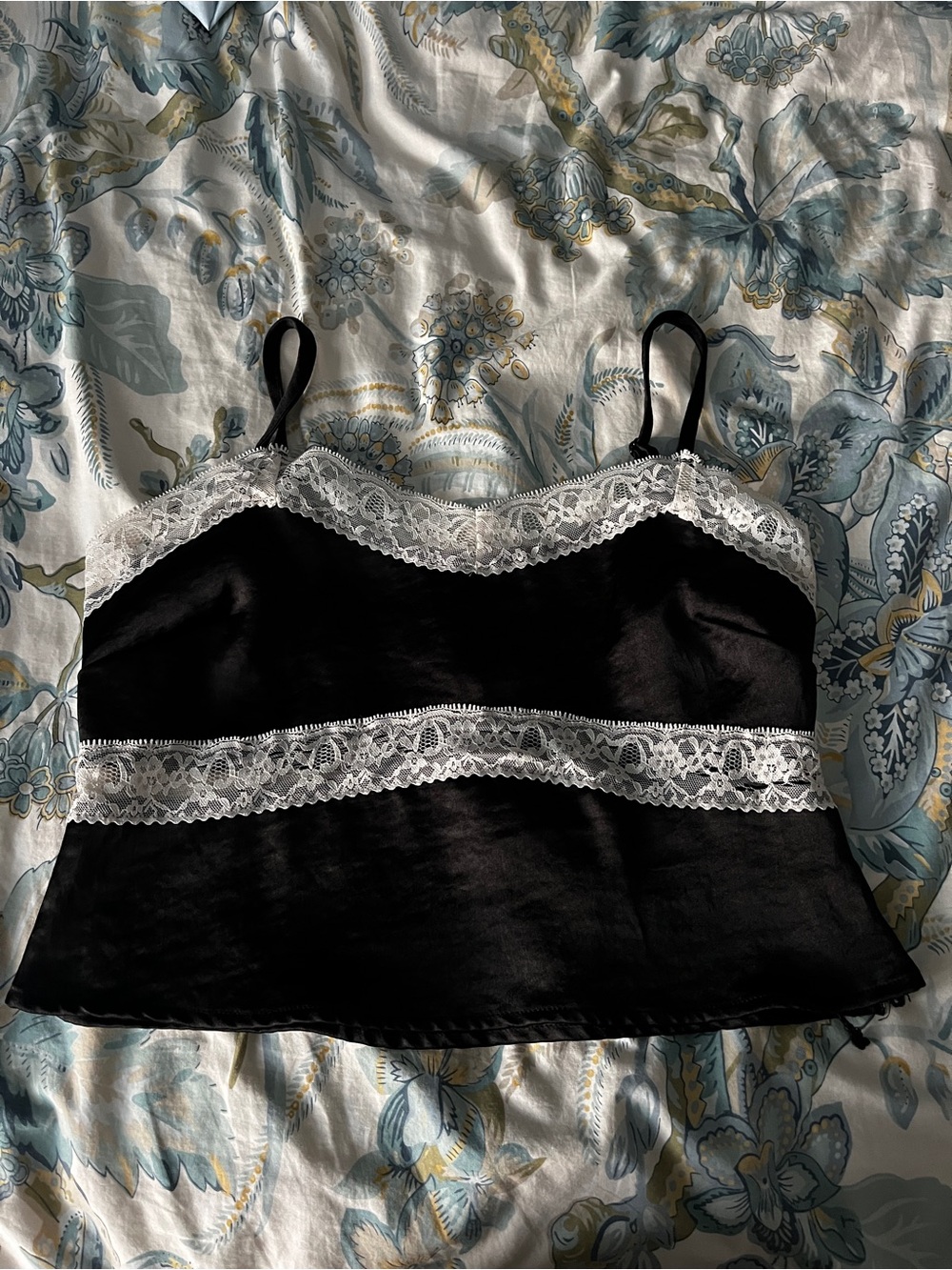 Kendall & Kylie Black Cami with White Lace Trim